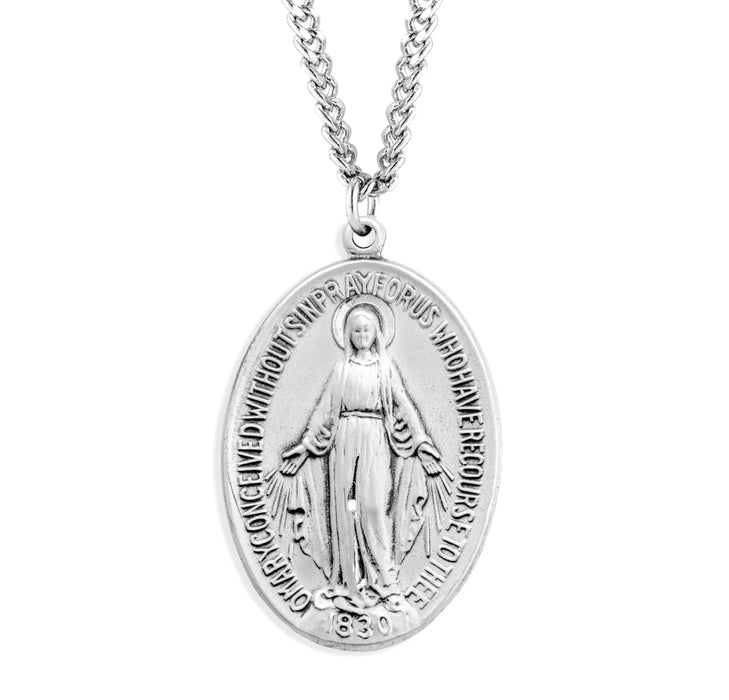 Sterling Silver Oval Miraculous Medal - S310627