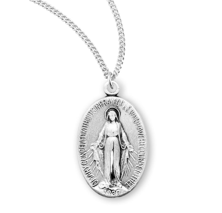 Sterling Silver Oval Miraculous Medal - S310718