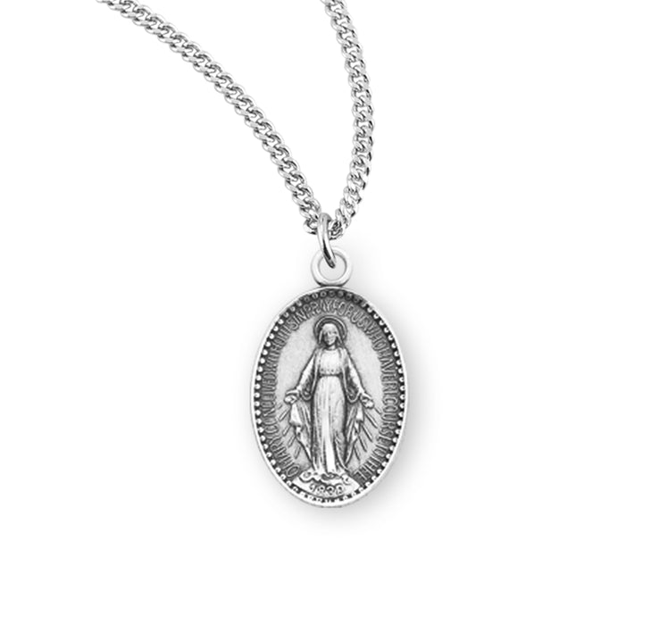 Sterling Silver Oval Miraculous Medal - S311418