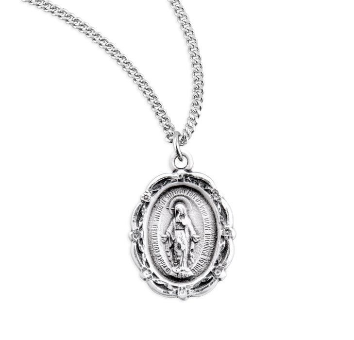 Sterling Silver Oval Miraculous Medal - S311518