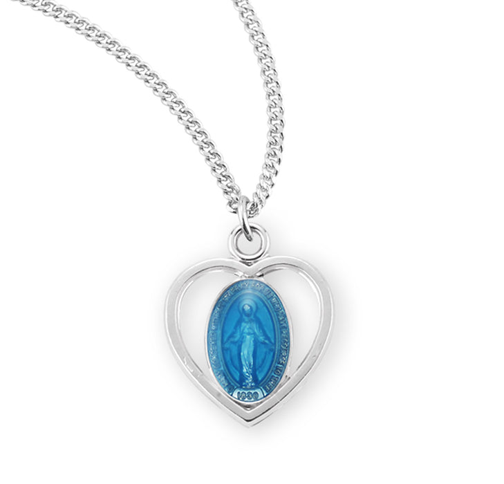 Sterling Silver Blue Enameled Miraculous Medal - S3160BL18