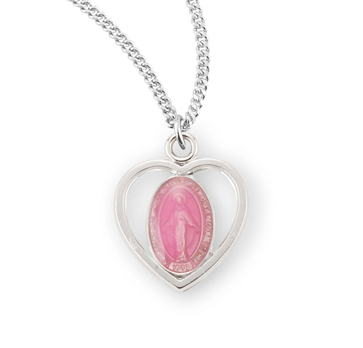 Sterling Silver Pink Enameled Miraculous Medal - S3160PK13