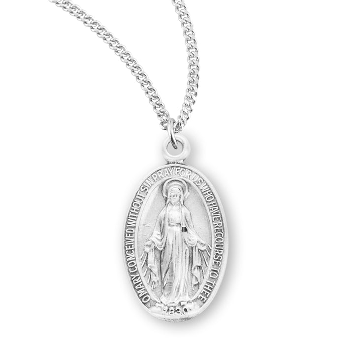 Sterling Silver Oval Miraculous Medal - S319118