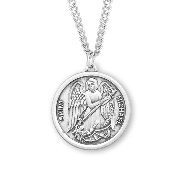 Saint Michael Round Sterling Silver Medal - S340624