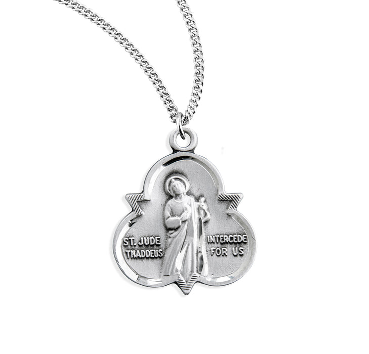 Saint Jude Thaddeus Sterling Silver Trinity Symbol Medal - S352818