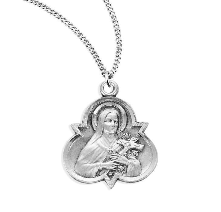 Saint Therese of Lisieux Sterling Silver Trinity Medal - S352918