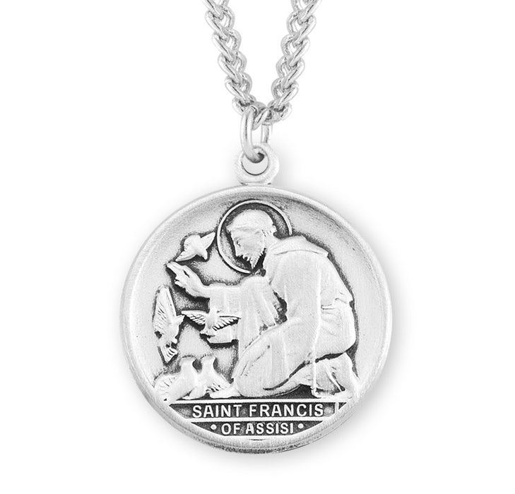 Saint Francis of Assisi Round Sterling Silver Medal - S354124