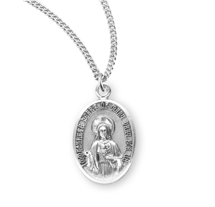 Immaculate Heart of Mary Oval Sterling Silver Medal - S355118