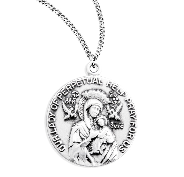 Sterling Silver Our Lady of Perpetual Help Round Medal - S355818