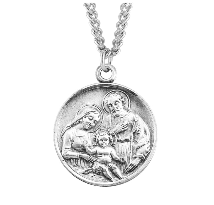 Holy Family Round Sterling Silver Medal - S358020