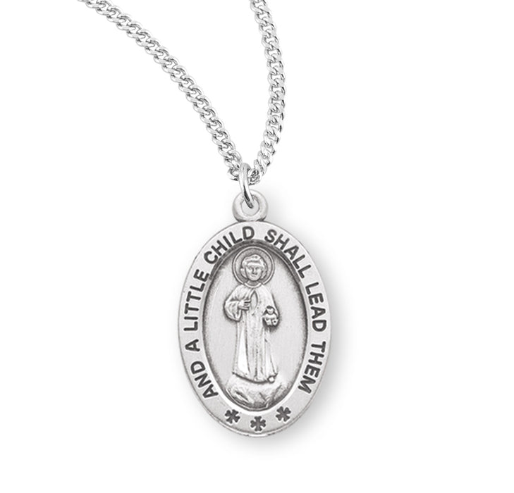 Christ "A Little Child" Oval Sterling Silver Medal - S359218