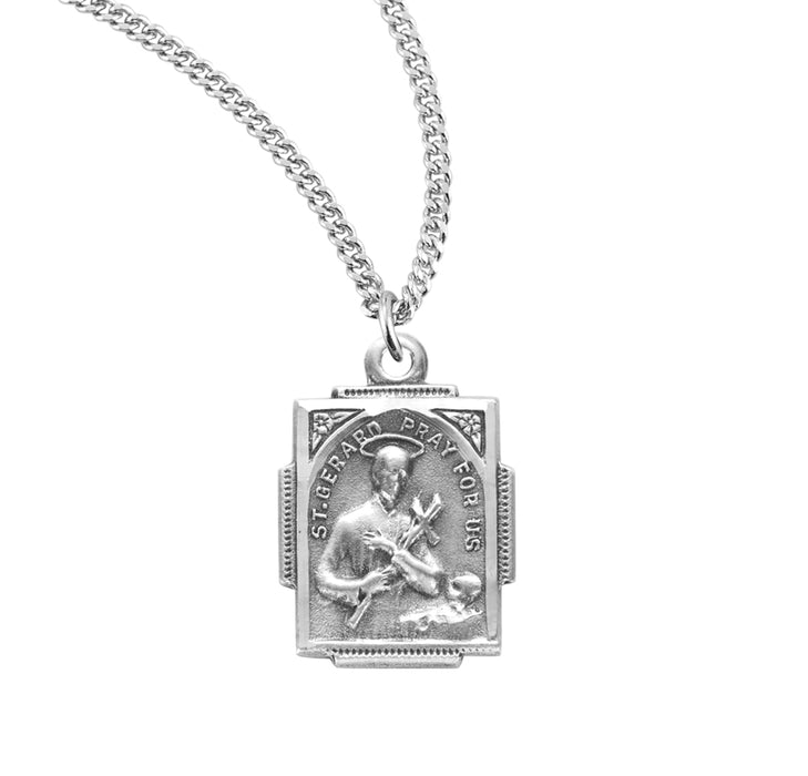 Saint Gerard Square Sterling Silver Medal - S359318