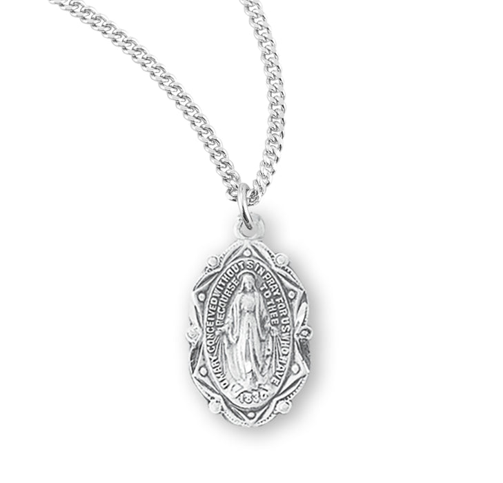 Sterling Silver Oval Miraculous Medal - S360218