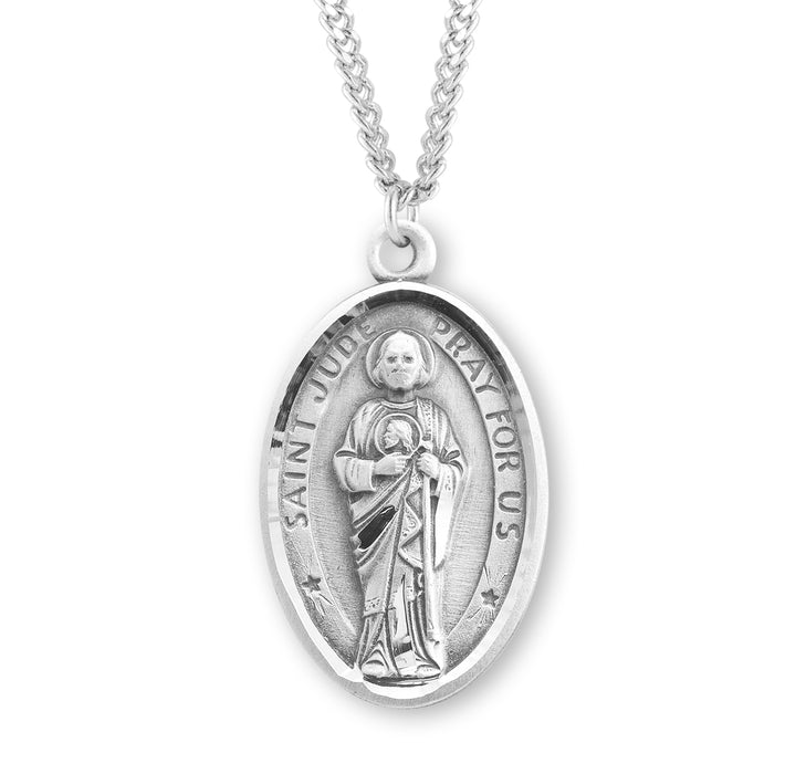 Saint Jude Oval Sterling Silver Medal - S361820