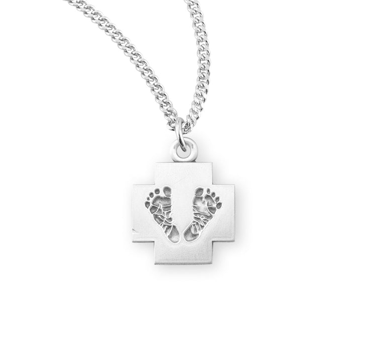 Sterling Silver Cross with Feet - S36418