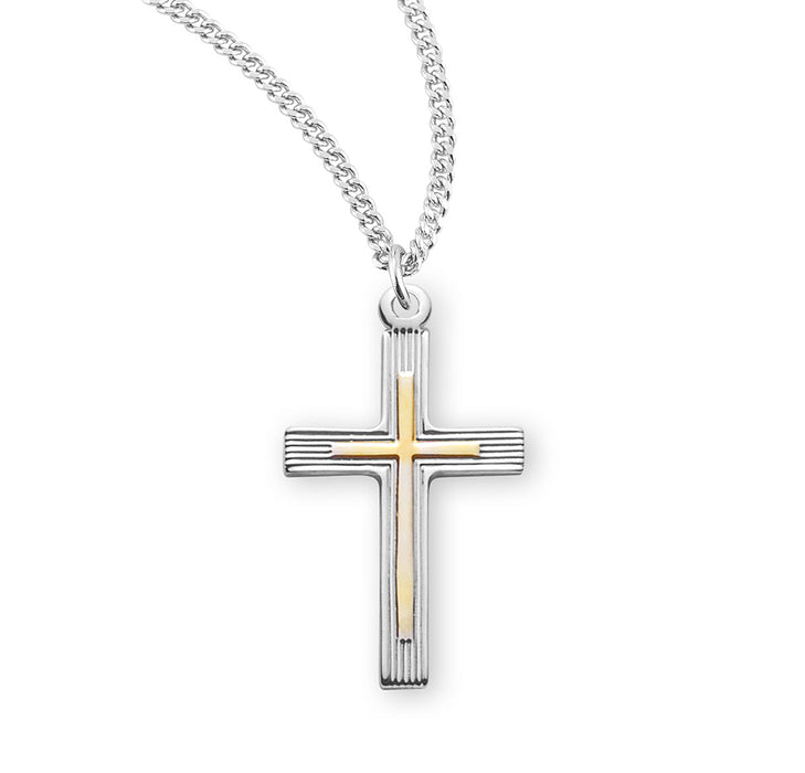 Two-Tone Sterling Silver Cross - S3703TT18