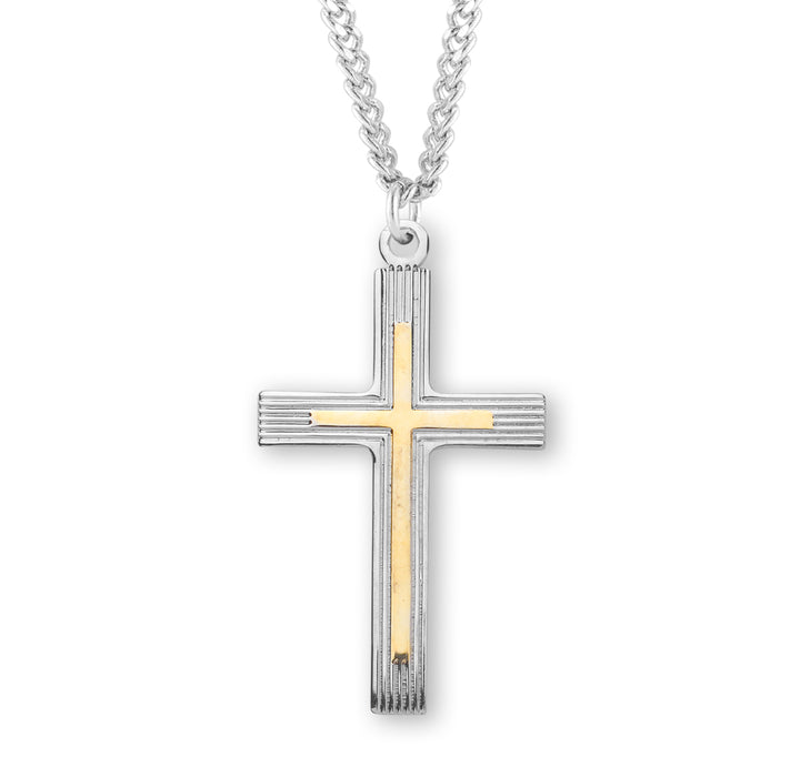 Two-Tone Sterling Silver Cross - S3708TT24