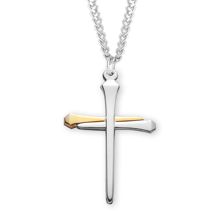 Two-Tone Sterling Silver Nail Cross - S3713TT24