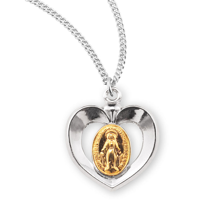 Sterling Silver Oval Two-Tone Miraculous Medal - S3719TT18