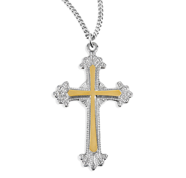 Two-Tone Sterling Silver Cross - S3729TT18