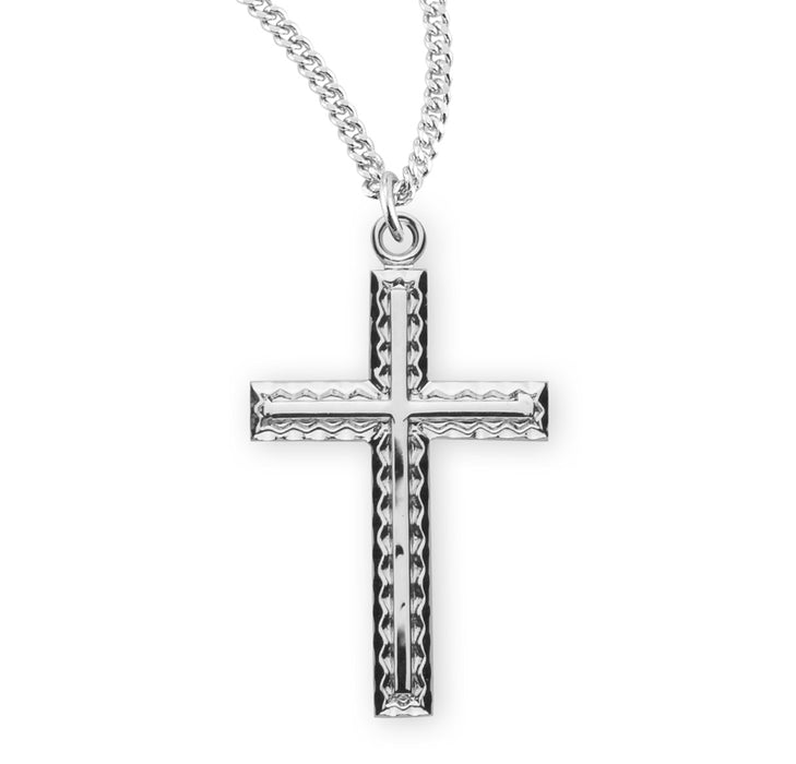 Sterling Silver Etched Cross - S374518