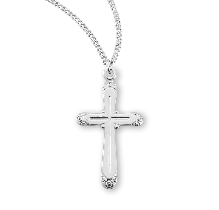 Round Edge Sterling Silver Cross - S374918