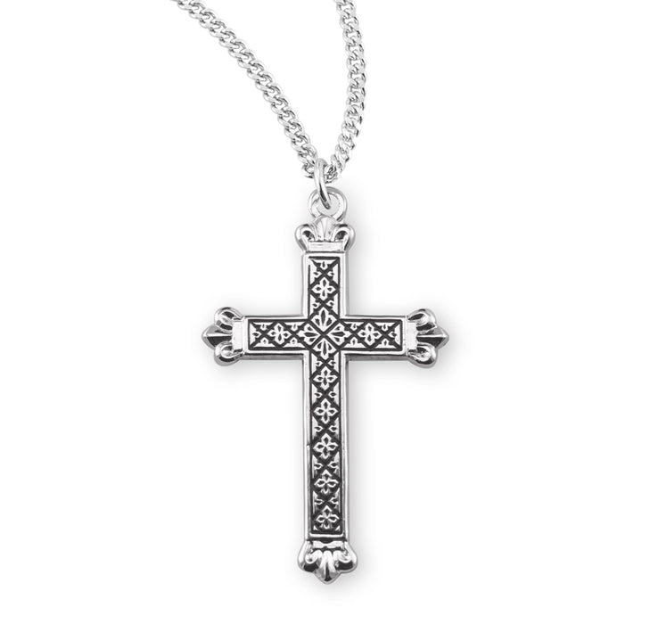 Sterling Silver Black Enameled Cross - S3782BK18