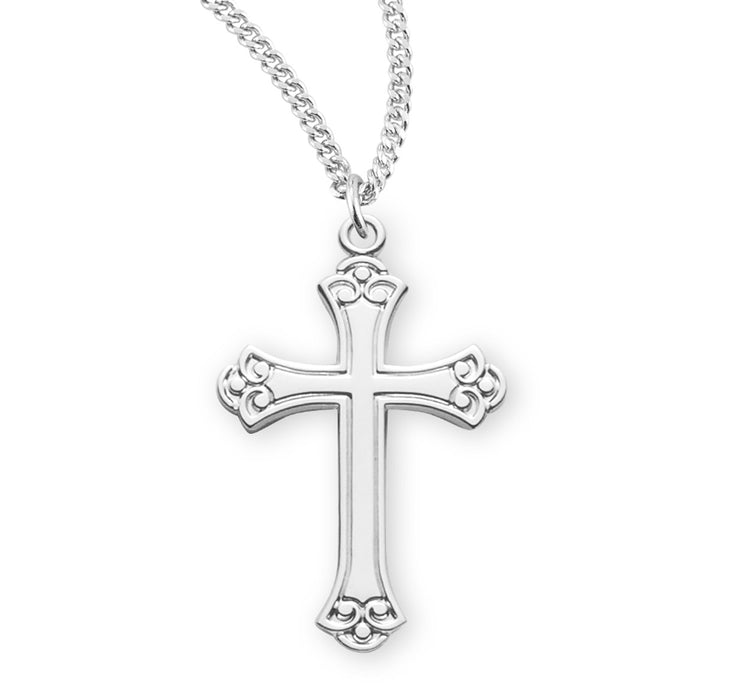 Swirl Tip Sterling Silver Cross - S379418