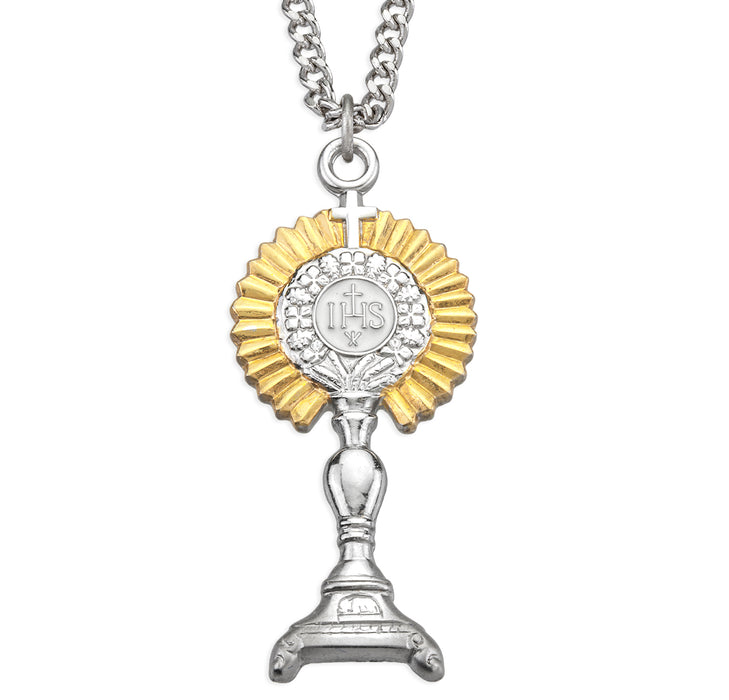 Two-tone Sterling Silver Monstrance Pendant - S3806TT24