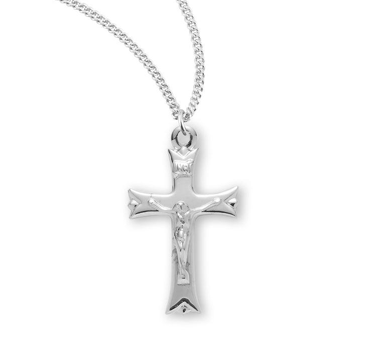 Notched Flared Tipped Sterling Silver Crucifix - S380718