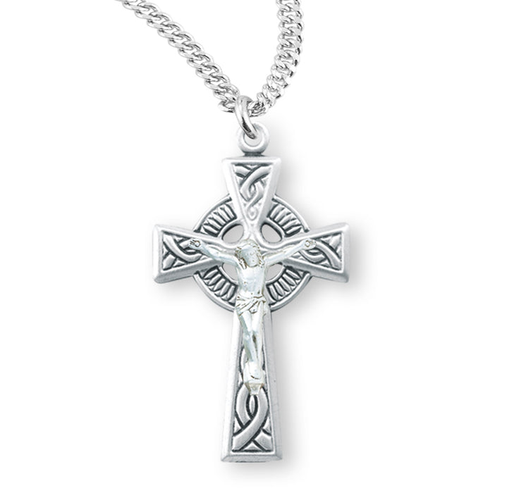 Sterling Silver Irish Celtic Crucifix Pendant - S382620