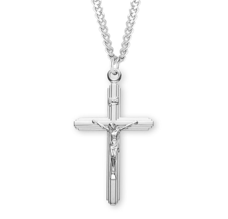 Inlayed Sterling Silver Crucifix - S383224