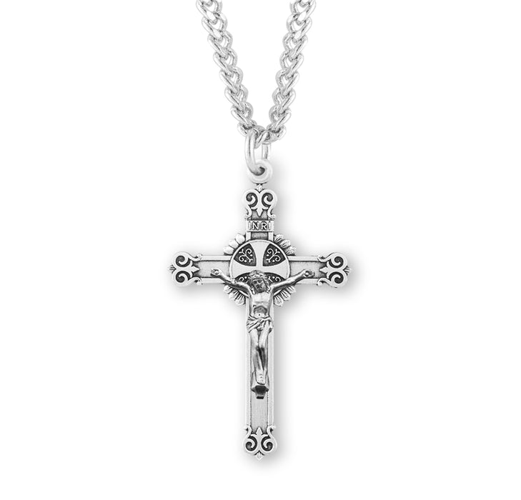 Sterling Silver Swirl Tip Crucifix - S387520