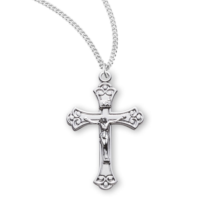 Swirled Sterling Silver Crucifix - S389418