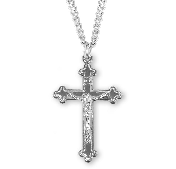 High Polished Budded Sterling Silver Crucifix - S395224