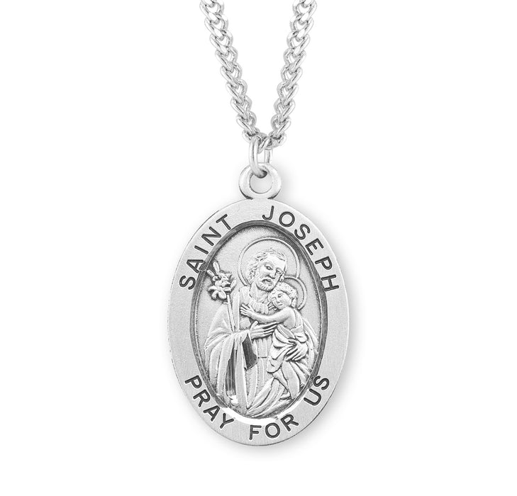 Patron Saint Joseph Oval Sterling Silver Medal - S529324