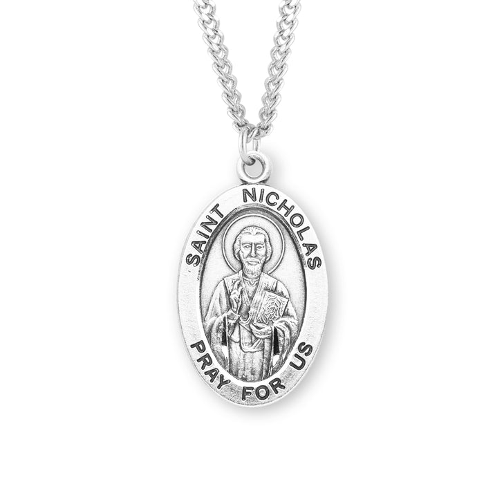 Patron Saint Nicholas Oval Sterling Silver Medal - S532324