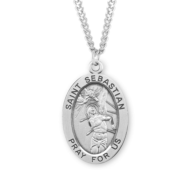 Patron Saint Sebastian Oval Sterling Silver Medal - S534524