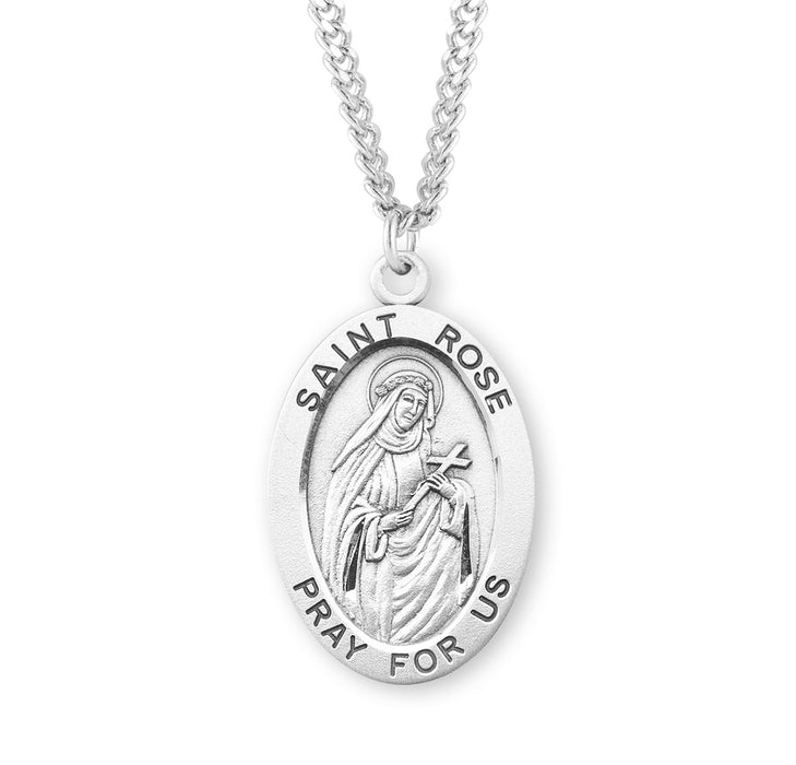 Patron Saint Rose Oval Sterling Silver Medal - S548224