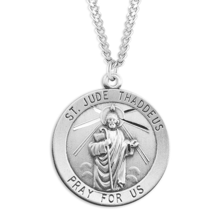 Saint Jude Round Sterling Silver Medal - S680024