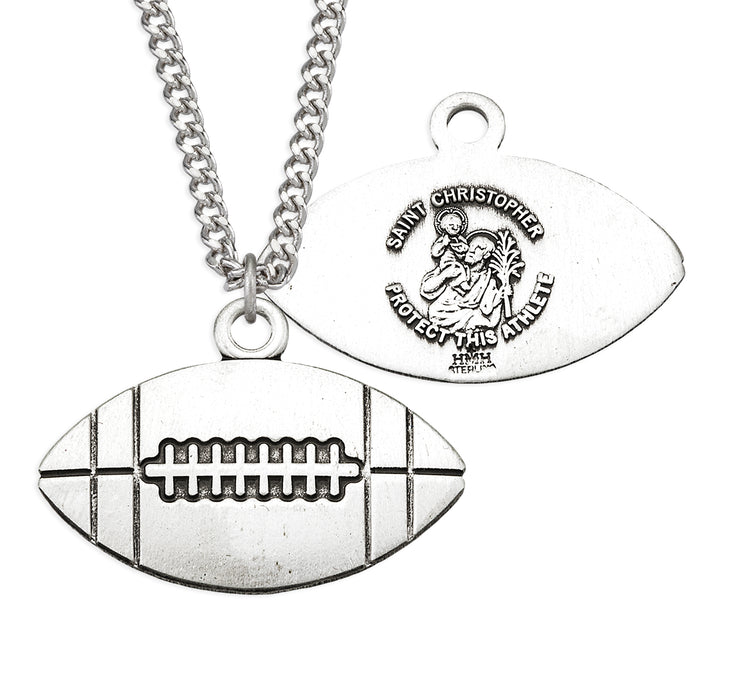 Saint Christopher Sterling Silver Football Athlete Medal - S701224