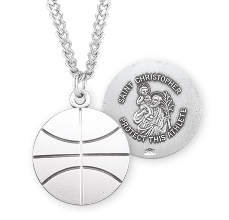 Saint Christopher Sterling Silver Basketball Athlete Medal - S701424