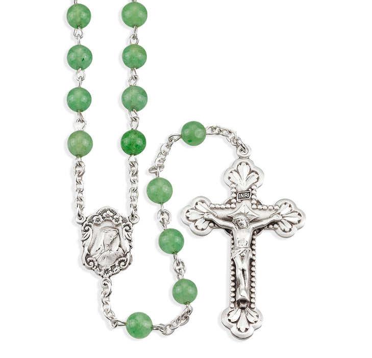 Genuine Aventurine Sterling Silver Rosary - S760AV