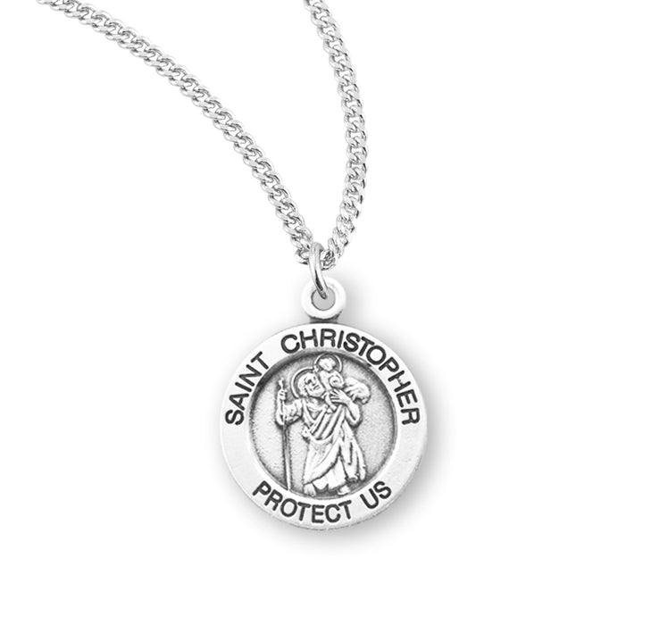 Patron Saint Christopher Round Sterling Silver Medal - S813418