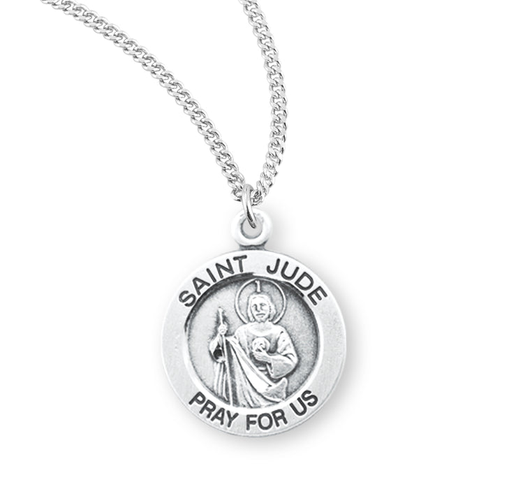 Patron Saint Jude Round Sterling Silver Medal - S820018