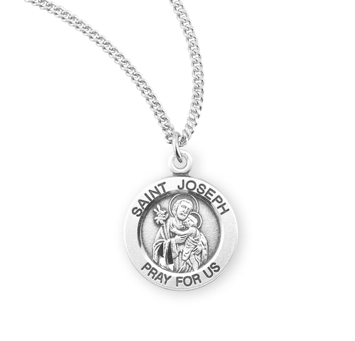 Patron Saint Joseph Round Sterling Silver Medal - S849318