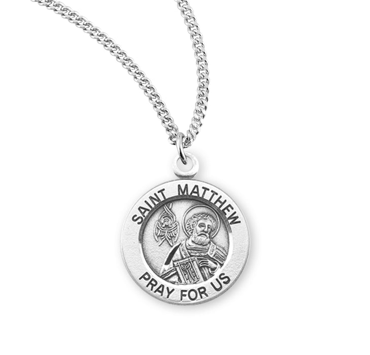 Patron Saint Matthew Round Sterling Silver Medal - S851718