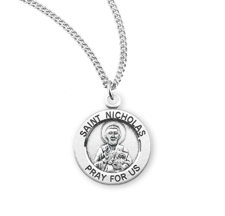 Patron Saint Nicholas Round Sterling Silver Medal - S852318