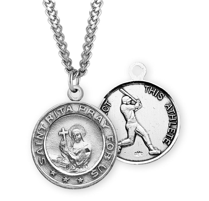 Saint Rita Sterling Silver Baseball Medal - S902424