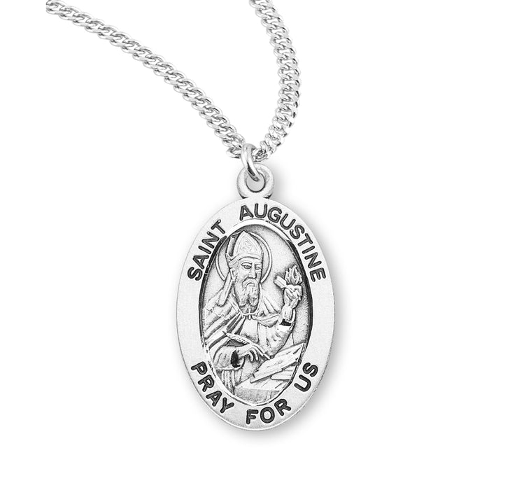 Patron Saint Augustine Oval Sterling Silver Medal - S921520